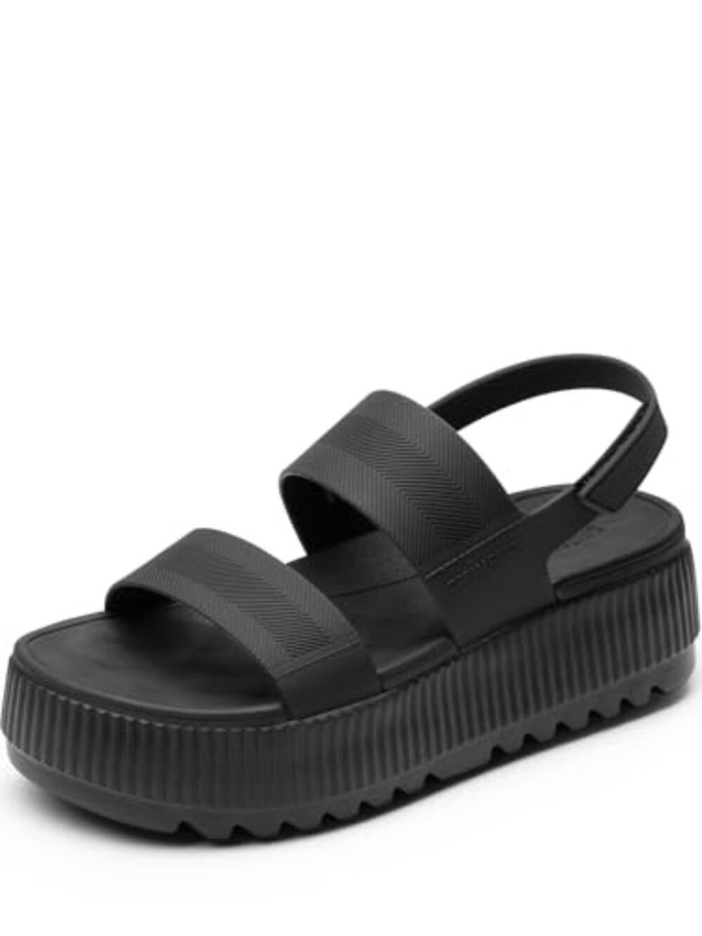 🆕 Womens Platform Water Sandals Open Toe Adjustable Lightweight - All Black